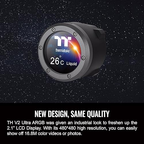 Thermaltake TH240 V2 Ultra ARGB Sync/AlO Liquid Cooler/ARGB Fan 120 * 2/PWM 500~1500rpm/Water Block 2.1 LCD/Black, CL-W383-PL12SW-A LCD 240mm Black