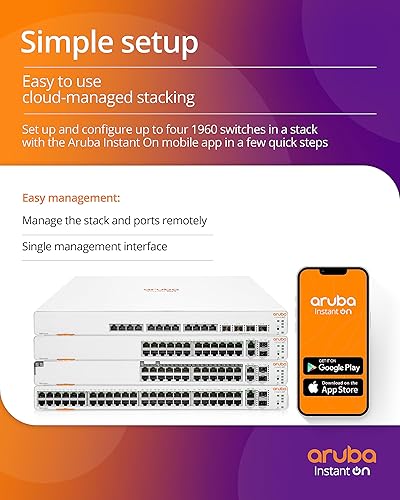 HPE Networking Instant On Switch Series 1960 12-Port mGig Smart-Managed Layer 2+ Ethernet Switch with PoE 480W | 8X 1G, 4X 2.5G | 2X 10GBase-T, 2X SFP+ | Stackable | US Cord (S0F35A#ABA)