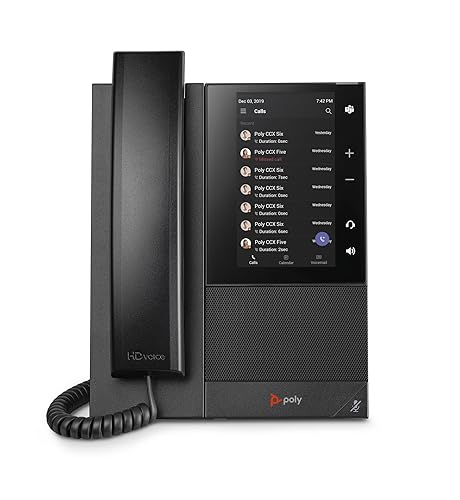 Poly CCX 505 Teams Edition Phone with Handset (Polycom) - Wi-Fi Enabled - Acoustic Fence & NoiseBlockAI Technologies - 5 LCDDisplay - Integrated BT & USB Headset Ports-Works w/Teams (Certified)&More