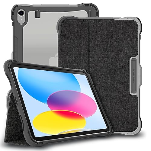 Brenthaven Edge Folio Case Compatible ONLY w/iPad 11th Generation (A16) 10th Gen (10.9 inch) 2022 Slim Drop Tested Transparent Hard Shell Back w/Auto Sleep/Wake Cover Screen Protector - Gray