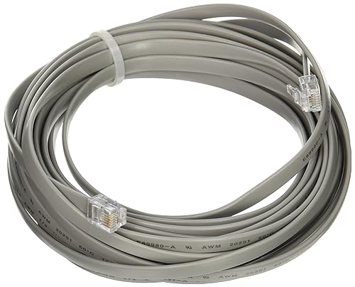 C2G 08114 RJ12 6P6C Straight Modular Cable, Ethernet Network Cable, 25 Feet , Silver