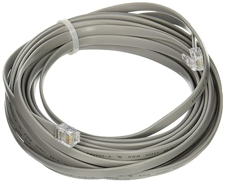 C2G 08114 RJ12 6P6C Straight Modular Cable, Ethernet Network Cable, 25 Feet , Silver