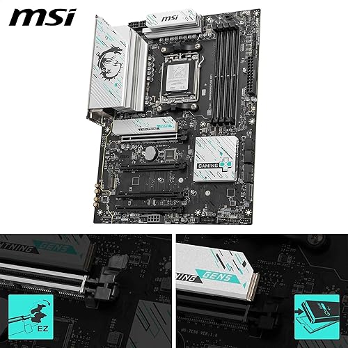 MSI B850 Gaming Plus WiFi Gaming Motherboard (AMD Ryzen 9000/8000/7000 Series Processors, AM5, DDR5, PCIe 4.0, M.2, SATA 6Gb/s, USB 3.2 Gen 2, HDMI/DP, Wi-Fi 6E, Bluetooth 5.3, 2.5Gbps LAN, ATX)
