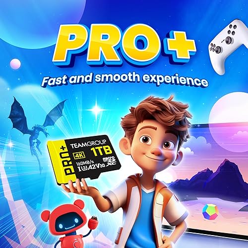 TEAMGROUP A2 Pro Plus Card 1TB Micro SDXC UHS-I U3 A2 V30, R/W up to 160/110 MB/s for Nintendo-Switch, Steam Deck, Gaming Devices, Tablets, Smartphones, 4K Shooting, with Adapter TPPMSDX1TIA2V3003 1TB PRO PLUS A2 U3 V30