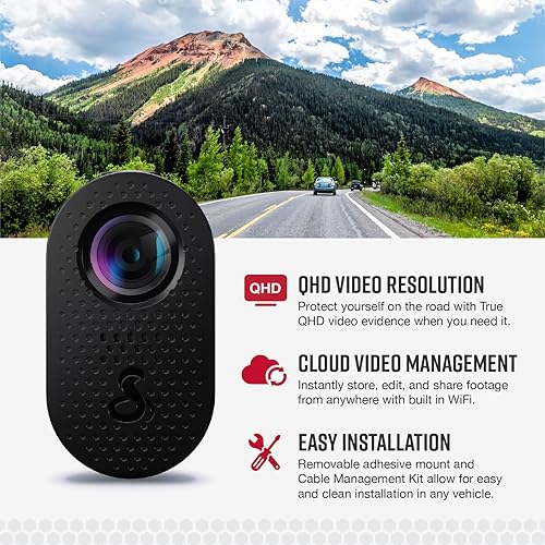 Cobra Discreet Dash Cam (SC120) - QHD 1440P Video Resolution, Built-in WiFi, Night Vision, Continuous Recording, Compact Design, 16 GB SD Card Included SC 120