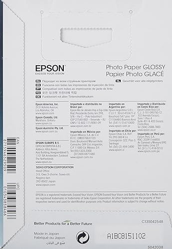 Epson Print Photo Paper Glossy 4inx6in, 100 Sheets