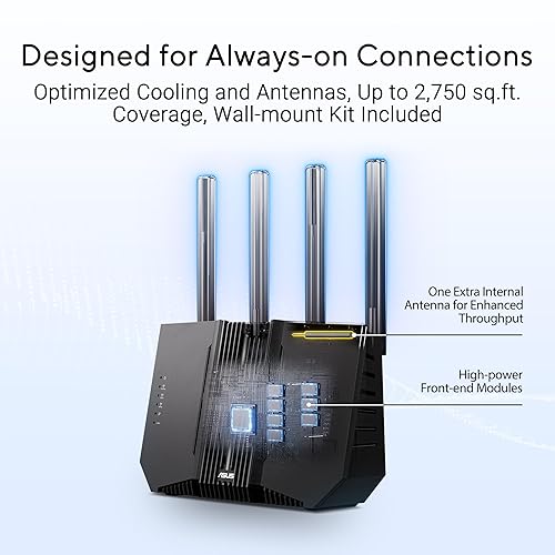 ASUS RT-BE92U BE9700 Tri-Band WiFi 7 Router, Supports New 320MHz Bandwidth & 4096-QAM, MLO, AI WAN Detection, AiMesh Support, Subscription-Free Network Security & Comprehensive VPN Features WiFi 7 | BE9700 | Tri-Band