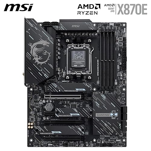 MSI X870E Gaming Plus WiFi Motherboard, ATX - Supports AMD Ryzen 9000/8000 / 7000 Processors, AM5-60A SPS VRM, DDR5 Memory Boost 8200+ MT/s (OC), PCIe 5.0 x16 & 4.0 x4, M.2 Gen5, Wi-Fi 7, 5G LAN