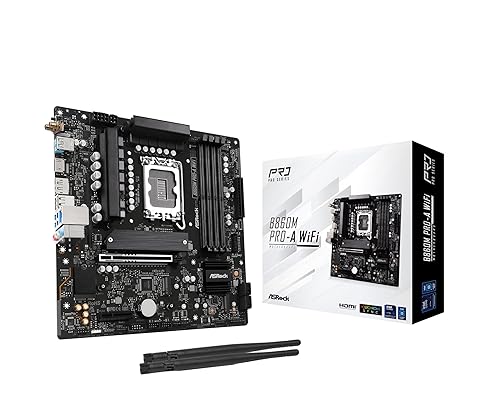 ASRock B860M Pro A WiFi 6E Intel Core Ultra (Series 2) B860 DDR5 up to 8666+ (OC) MHz 256GB M.2 LGA1851 Micro ATX Motherboard BIOS Flashback SATA3 6.0 Gb/s PCIe 5.0 Realtek 2.5G LAN Micro ATX PRO-A WIFI