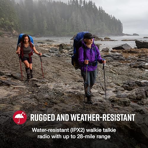 Cobra ACXT545 Weather Resistant Walkie Talkies for Adults with Compatible Cobra Surveillance Headset Microphone: Rechargeable, 22 Channels, Long Range, 2 Two-Way Radio’s, 2 Headsets, Black/Orange 545 Walkie Talkie + Headset (2 pc)