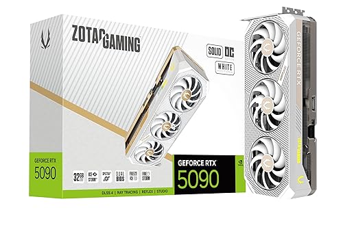 ZOTAC Gaming GeForce RTX 5090 Solid OC White Edition DLSS 4 32GB GDDR7 512-bit 28 Gbps PCIE 5.0 Gaming Graphics Card, IceStorm 3.0 Advanced Cooling, Spectra 2.0 ARGB Lighting, ZT-B50900Q-10P