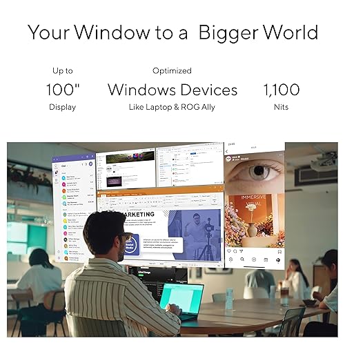 ASUS AirVision M1 Smart AR Glasses - 100 Micro-OLED Wearable Display, 1100 nits, Multi-Screen, Speakers, USB-C, Magnetic Shade, Designed for ROG Ally/Steam Deck/PC/iPhone 16/15/Android/Mac/Tablet