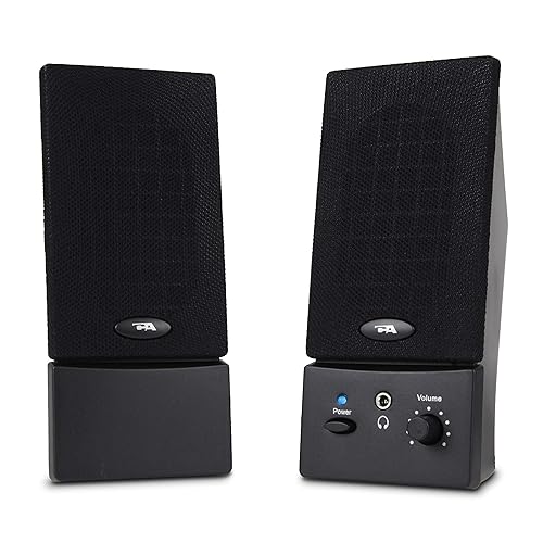 Cyber Acoustics USB Powered 2.0 Desktop Speaker System with 3.5mm Audio for Laptops and Desktop Computers (CA-2016), Black