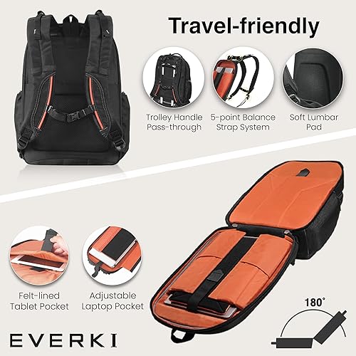 EVERKI Atlas Checkpoint Friendly 13-Inch to 17.3-Inch Laptop Backpack Adaptable Compartment (EKP121) Business 17.3-Inch