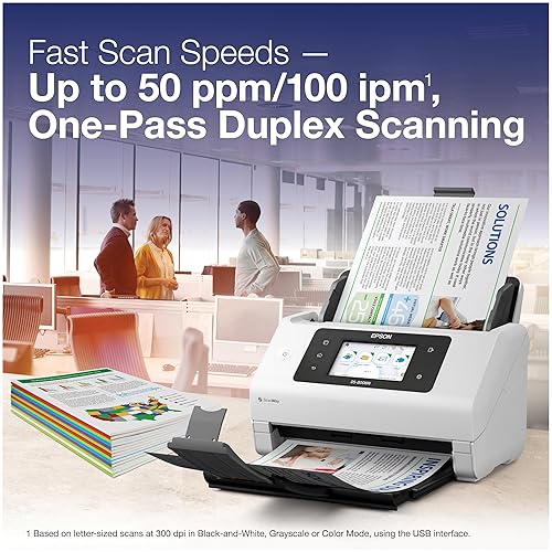 Epson DS-800WN EdgeLink Wireless Network Color Document Scanner with Duplex Scanning, PC-Free Scanning, 100-page Auto Document Feeder (ADF) and 4.3 Color Touchscreen