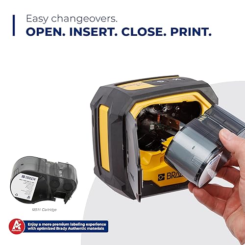 Brady M511 Portable Wireless Industrial Label Printer, Bluetooth Compatible, Comes with a Hard Case, Power Brick, 3 Label Cartridges, Magnet, Utility Hook Workstation Product/Wire Suite Printer Printer Kit