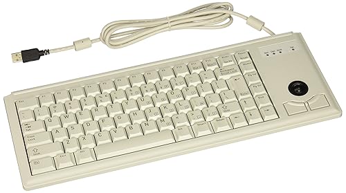 Cherry G84-4420LUBEU-0 UltraSlim Compact Keyboard with USB Interface and Optical Trackball, 15 Width, Light Gray