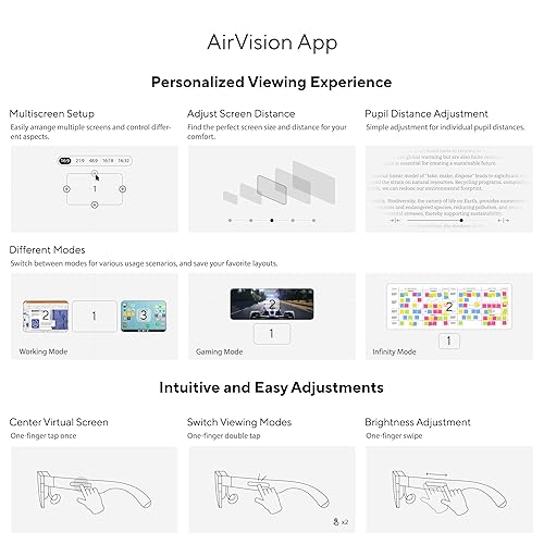 ASUS AirVision M1 Smart AR Glasses - 100 Micro-OLED Wearable Display, 1100 nits, Multi-Screen, Speakers, USB-C, Magnetic Shade, Designed for ROG Ally/Steam Deck/PC/iPhone 16/15/Android/Mac/Tablet