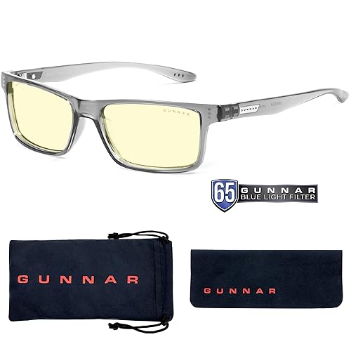 Gunnar - Blue Light Reading Glasses - Blocks 65% Blue Light - Vertex +1.0 Power Gray Crystal, Amber Tint