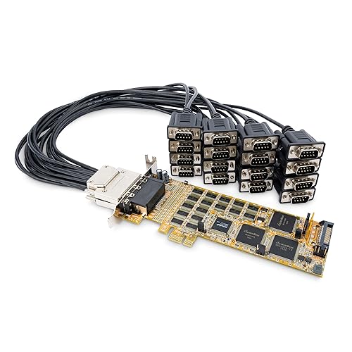StarTech.com PCI Express Serial Card - 16 DB9 RS232 Ports - Low + Full Profile - Multiport Serial Adapter - PCIe Serial Card (PEX16S550LP) Low Profile 16 Port