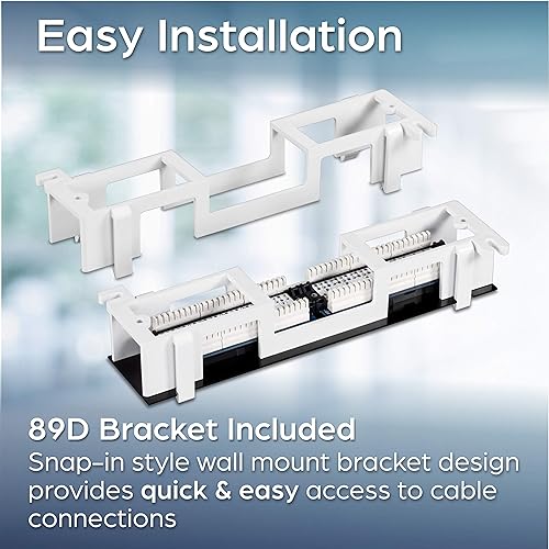 TRENDnet 12-Port Cat5e Unshielded Patch Panel, Wall Mount, Included 89D Bracket, Vertical or Horizontal Installation, Compatible with Cat5e & Cat6 RJ45 Cabling, Black, TC-P12C5V 12 Port Cat 5E