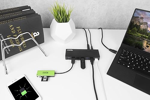 Plugable 7-Port USB 3.0 Hub with 36W Power Adapter - Driverless - Effortlessly Connect Devices and Transfer Data at High Speeds