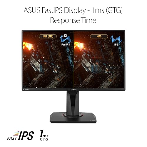 ASUS TUF Gaming VG259QM 24.5” Monitor, 1080P Full HD (1920 x 1080), Fast IPS, 280Hz (Supports 144Hz), G-SYNC Compatible, Extreme Low Motion Blur Sync, 1ms, DisplayHDR™ 400, Eye Care, DisplayPort HDMI