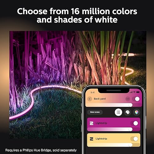 Philips Hue White & Color Ambiance Outdoor Lightstrip Base Kit, 5m Length, LED Strip Lights, Colour Changing, Bluetooth & Zigbee Compatible, Voice Activated with Alexa 5m/16ft
