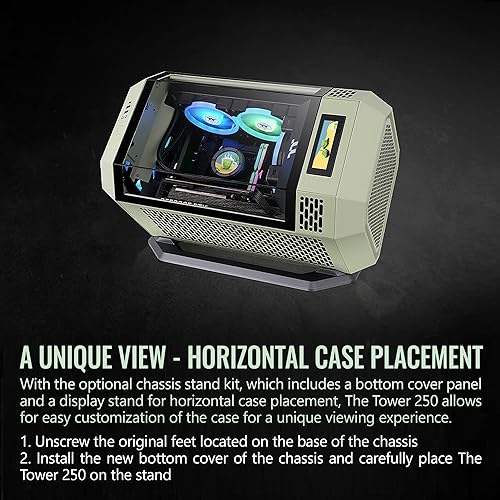 Thermaltake Tower 250 Matcha Green Mini-ITX Mini Tower; 2x120mm CT Fans Included; 360mm Radiator Support; 360mm GPU Clearance; Dual Chamber; CA-1Z9-00SEWN-00 Tower 250 Matcha Green Case