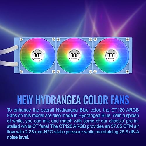 Thermaltake TH360 V2 Ultra ARGB Sync/AlO Liquid Cooler/ARGB Fan 120 * 3/PWM 500~1500rpm/Water Block 2.1 LCD/Hydragea Blue, CL-W420-PL12BU-A