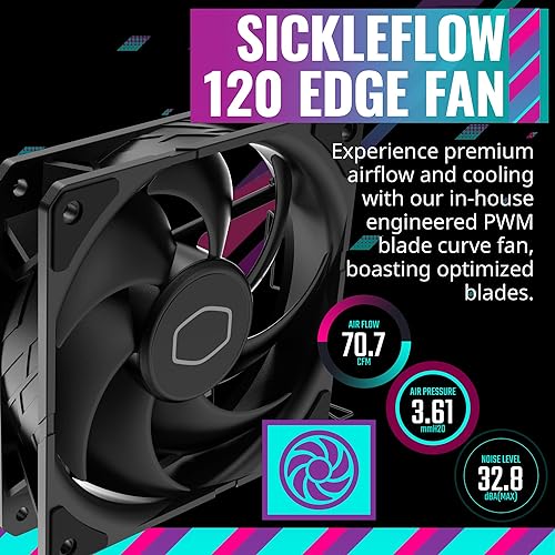 Cooler Master Hyper 212 Black Edition CPU Air Coolor, Silencio FP120 Fan, 4 CDC 2.0 Heatpipes, Anodized Gun-Metal Black, Brushed Nickel Fins for AMD Ryzen/Intel LGA1151 Black 4 Heat Pipes