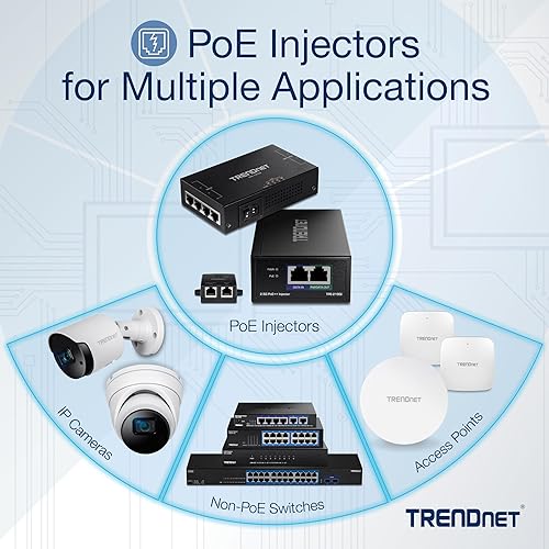 TRENDnet 2.5G PoE++ Injector, TPE-219GI, 90W PoE++, 30W PoE+, 15.4W PoE, IEEE 802.3 bt /802.3at/802.3af Compliant, Metal Housing, Up to 100m (328 ft.), Black 2.5G 90W