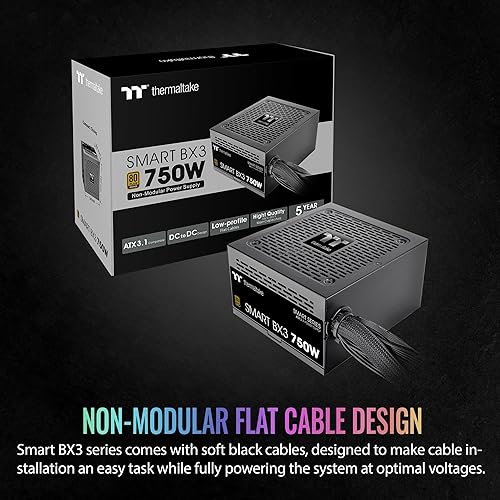 Thermaltake Smart BX3 750W 80Plus Bronze ATX 3.1 Standard Power Supply; Non-Modular; PS-SPD-0750NNFABU-3; 5 Year Warranty Bronze (ATX 3.0) 750W