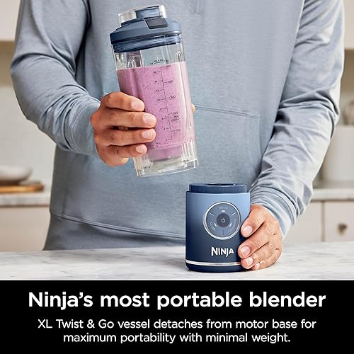 Ninja Blender, Blast Max, Cordless, Personal Blender for Smoothies, Frozen Drinks, Ice Crush, 22 oz. Removable Vessel, Leakproof Lid, BPA-Free, Dishwasher Safe, Auto-iQ Technology, Deep Navy, BC251CNV
