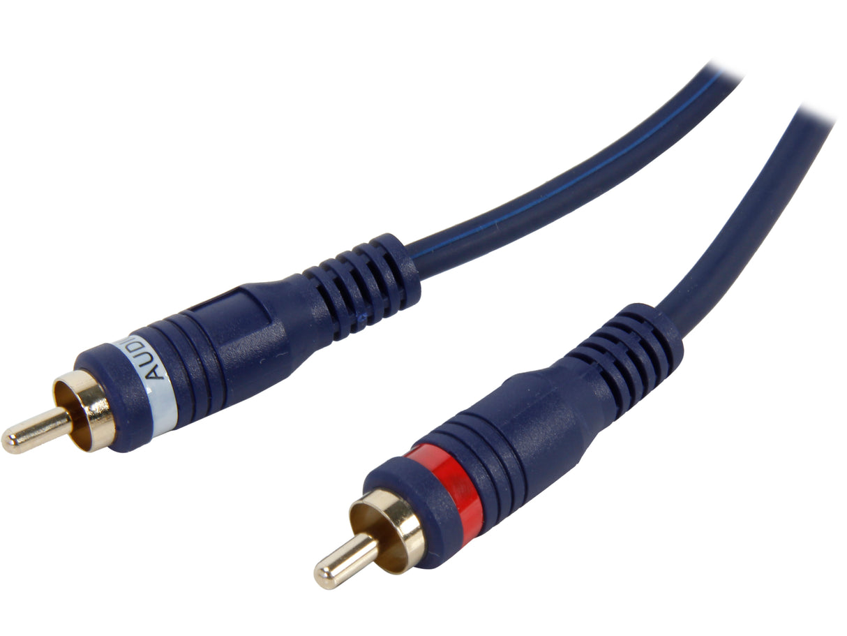 C2G 40617 Velocity One 3.5mm Stereo Male to Two RCA Stereo Male Y-Cable, Blue (50 Feet, 15.24 Meters)