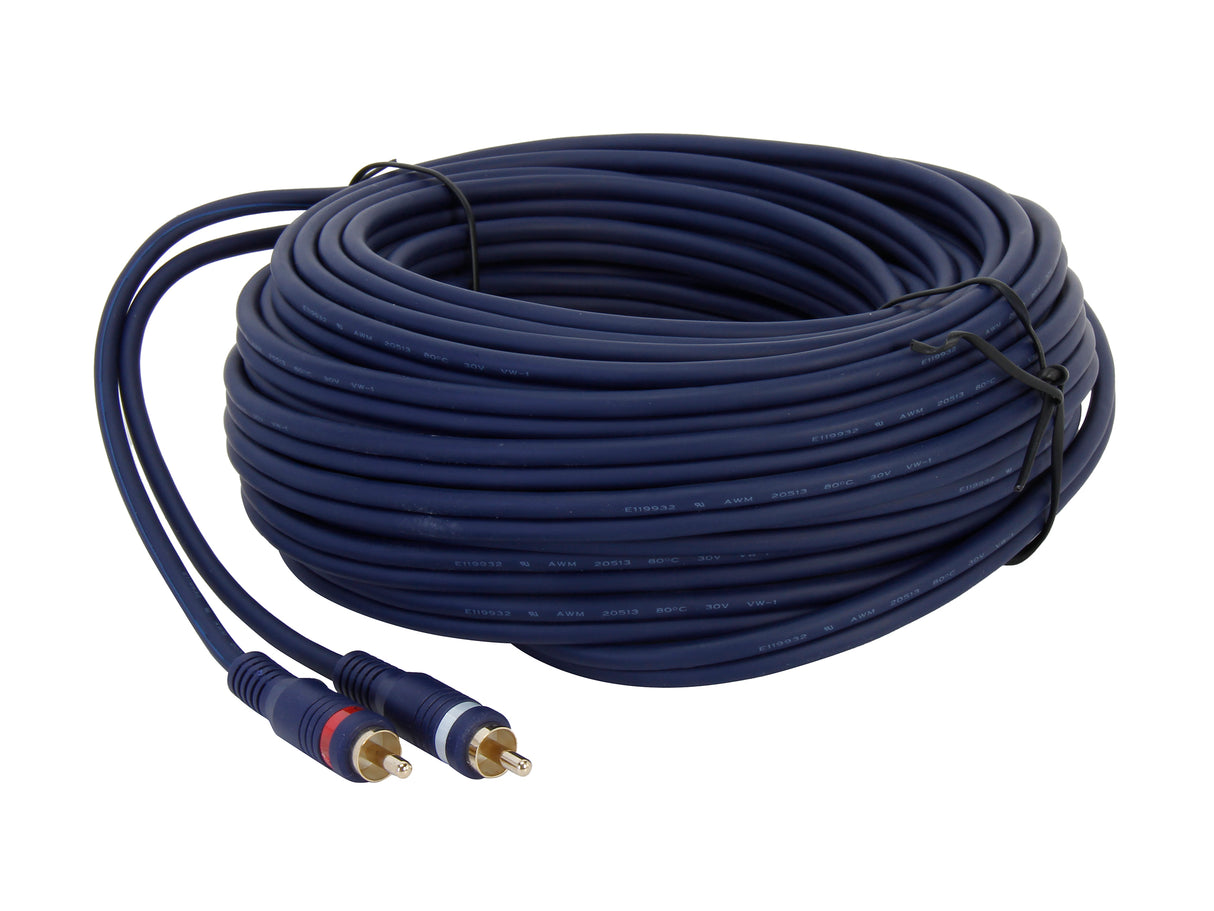 C2G 40617 Velocity One 3.5mm Stereo Male to Two RCA Stereo Male Y-Cable, Blue (50 Feet, 15.24 Meters)