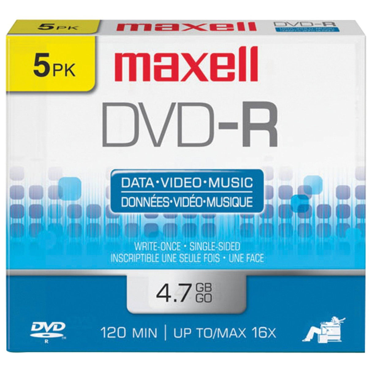 Maxell DVD-R Discs, 4.7GB, 16x, Jewel Cases, Gold