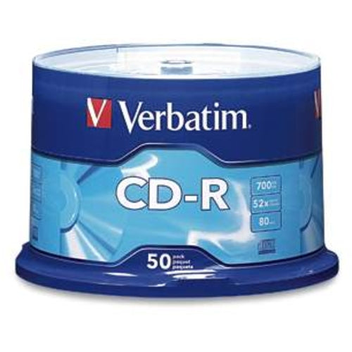 Verbatim CD-R Recordable Disc, 700 MB/80min, 52x, Spindle, Silver