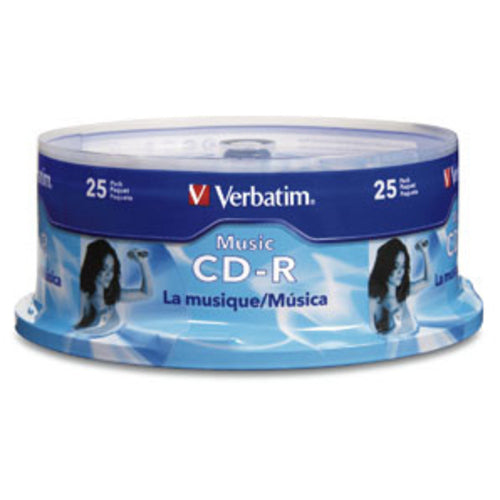 Verbatim CD-R Music Recordable Disc, 700 MB/80 Min, 40x, Spindle, Silver, 25/Pack (96155)