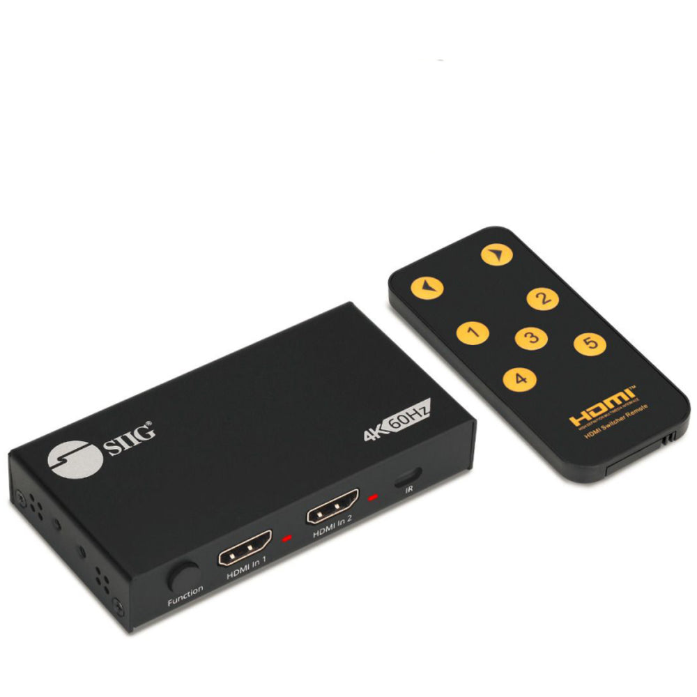 Siig, Inc. 2 Port HDMI 2.0 4K HDR Splitter / Switcher With IR Remote