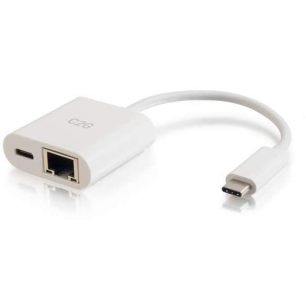 C2G 29748 USB-C To Ethernet Adapter With Power Delivery, White
