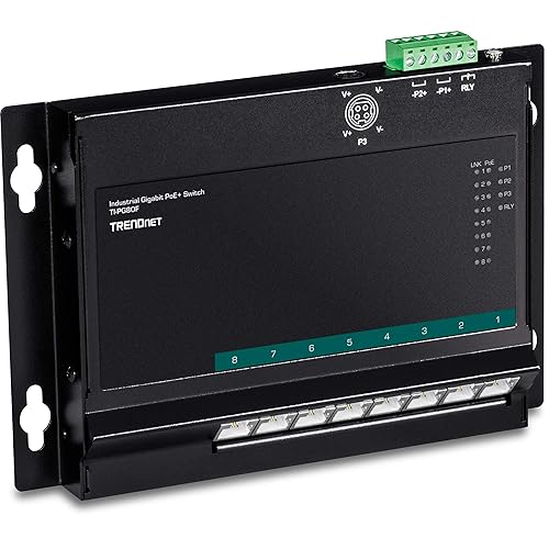 TRENDnet 8-Port Industrial Gigabit Poe+ Wall-Mounted Front Access Switch, 8X Gigabit Poe+ Ports, DIN-Rail Mount, 48 –57V DC Power Input, IP30, 200W Poe Budget, Lifetime Protection, TI-PG80F 8 Port Switch