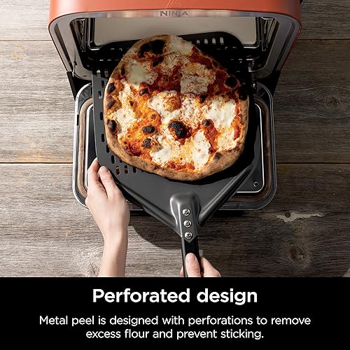 Ninja Woodfire Outdoor Perforated Pizza Peel, Compatible with Ninja Woodfire Outdoor Oven (OO100 Series), Hanging Drawstring, Aluminum, Grey/Black, XSKOPPLC