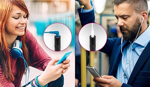 Aluratek (AISM01F) Bluetooth Audio Receiver with Built-In Microphone 3.5MM Aux, Supports Hands-free & Wireless for Streaming Music to Home and Car Audio Stereo Systems, Bluetooth Enable Corded Earbuds