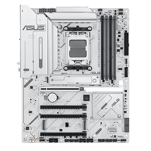 ASUS X870 MAX GAMING WIFI7 W AMD AM5 ATX Motherboard, 8-layer White PCB, 12+2+1 80A DrMOS, DDR5, PCIe 5.0 x16 Q-Release, 3x M.2, Wi-Fi 7 Q-Antenna, USB4® Type-C®, 2.5Gb LAN, BIOS FlashBack™, Aura Sync