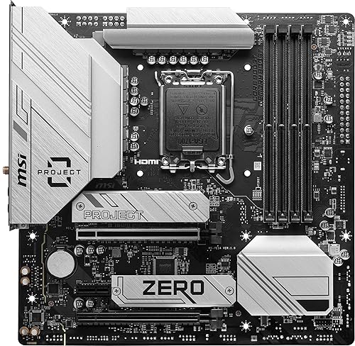 MSI B760M Project Zero Gaming Motherboard (Support 14th/13th/12th Gen Intel Processors, LGA 1700, DDR5, PCIe 5.0, M.2 Slots, 2.5Gbps LAN, USB 3.2 Gen2, Wi-Fi 6E, mATX) B760M PROJECT ZERO mATX