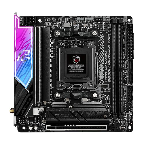 ASRock AMD B850i Lightning WiFi 6E Socket AM5 Ryzen DDR5 8200 MHz 128GB Mini ITX Motherboard M.2 SATA3 6.0 Gb/s PCIe 5.0 B850