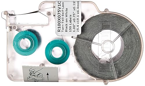 Panduit R100X150V1C P1 Cassette Turn-Tell Self-Laminated Label, Vinyl, White 10 – 6 AWG Wire/Cable