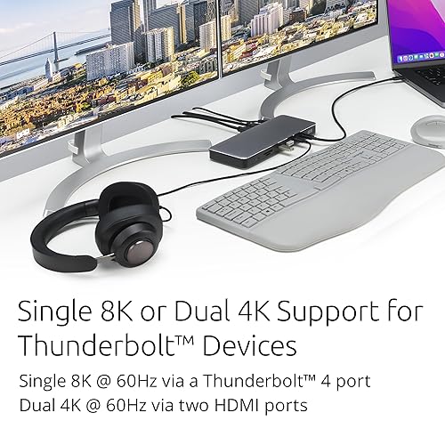 Kensington SD5768T EQ Thunderbolt 4 Docking Station, Dual 4K@60Hz via HDMI/TB4 Ports, 96W Charging, SD/Micro SD Card Slots, Ethernet, Audio, Supports Thunderbolt Share (K35381NA) Thunderbolt 4 Dual 4K 96W with Thunderbolt Share