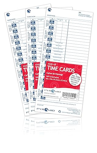 Pyramid 1, 000 Count Time Cards for 3500, 3600ss and 3700 Time Clocks-French